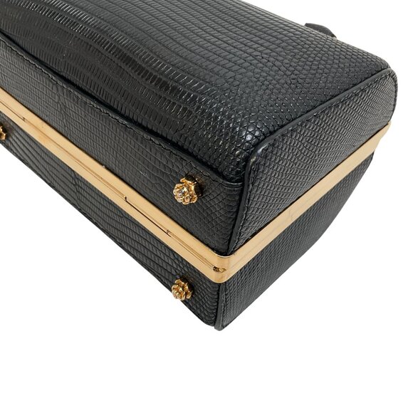 Tyler Ellis Black Lizard Small Jamie Doctor Bag - Picture 4 of 10